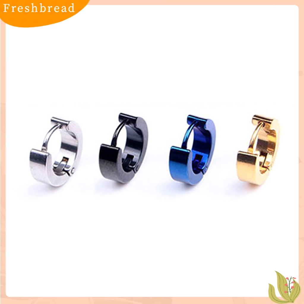 &lt; Freshbread &gt; Anting Bulat Aman Tidak Luntur Unisex Unisex Klip Telinga Bulat Stainless Steel Untuk Club Belanja Pakaian Sehari-Hari