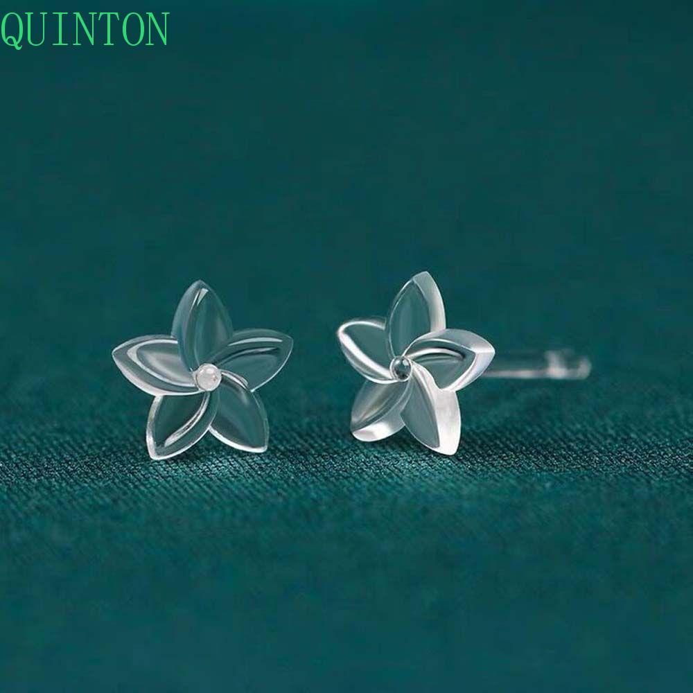 QUINTON Elegant Invisible Resin Earring Simple Korean Style Earrings Female Stud Earrings All-match Transparent Plastic Earrings Anti-blocking Ear Pins Hypoallergenic Pierced Ears Mini Earring