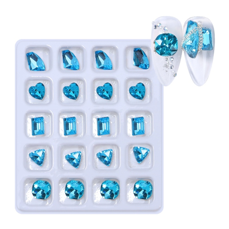 Siy 20Pcs 3D Resin Nail Art Kerajinan Rhinestones Charms Mixed Shiny Nail Kristal Permata Liontin Manicure Nail Perhiasan Diamon