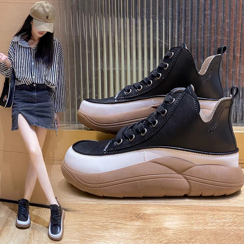 COD POS 379 Sepatu Sneakers Boots Tali Wanita Elegan