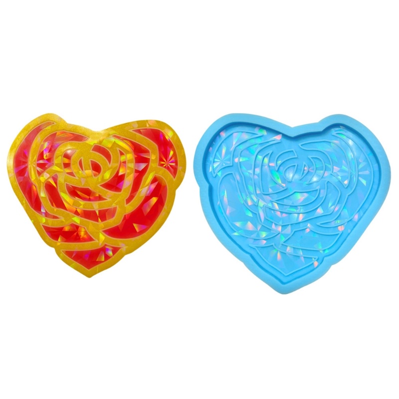 Siy Coaster Cetakan Untuk Pengecoran Resin Silikon Resin Coaster Mold Heart Rose Epoxy Resin Mold for Resin DIY Artwork