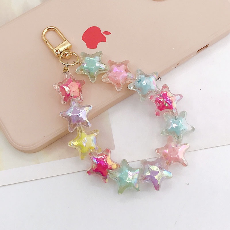 HUAWEI Multifaced Pearlescent Star Beads Chain Phone Bluetooth Earphone Case Cover DIY Untuk iPhone Untuk Android Untuk OPPO Untuk VIVO Untuk Xiaomi Untuk Redmi Untuk Samsung Untuk Airpods