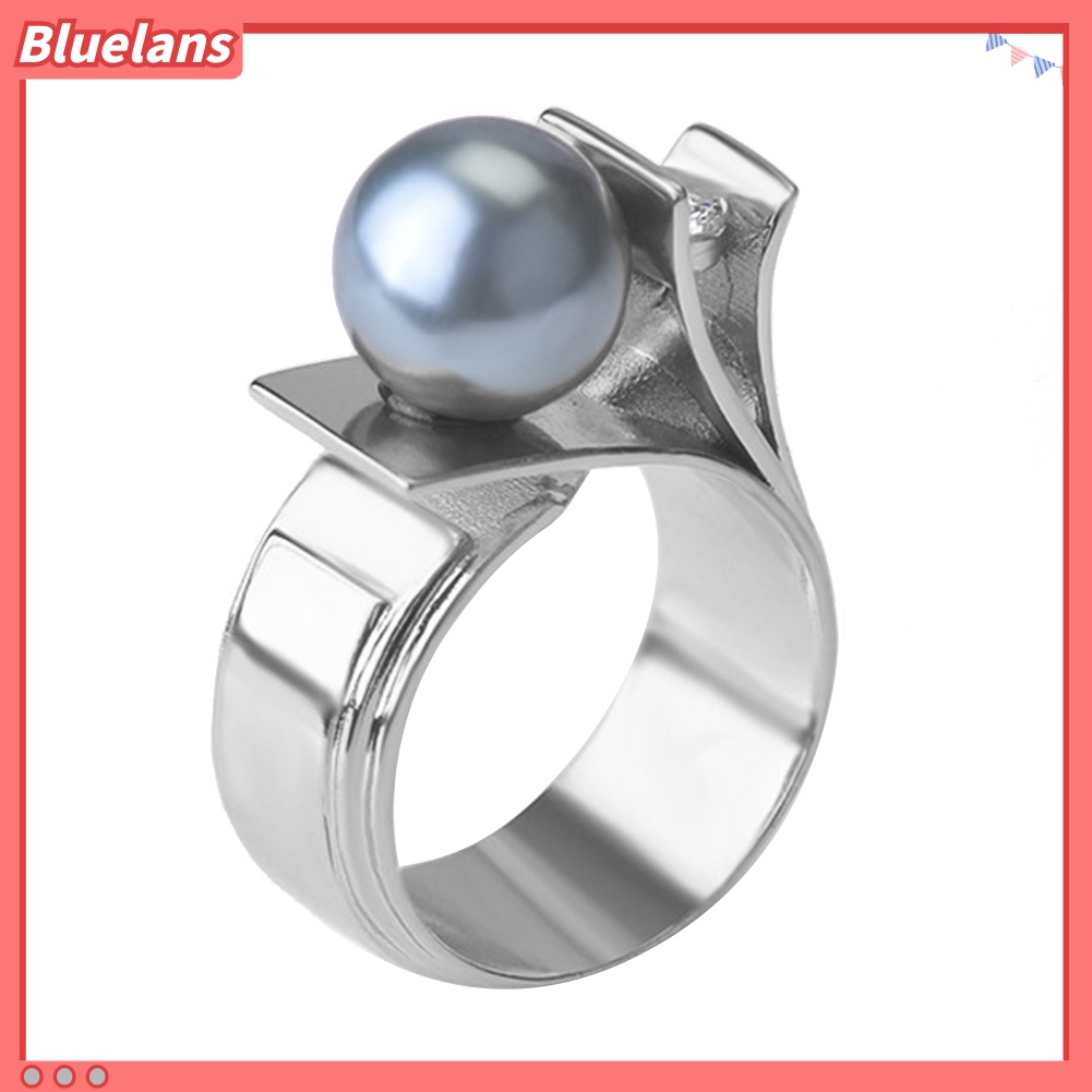 {In Stock} Fashion Wanita Mutiara Imitasi Berlian Imitasi Bertatahkan Jari Cincin Hadiah Perhiasan Pernikahan