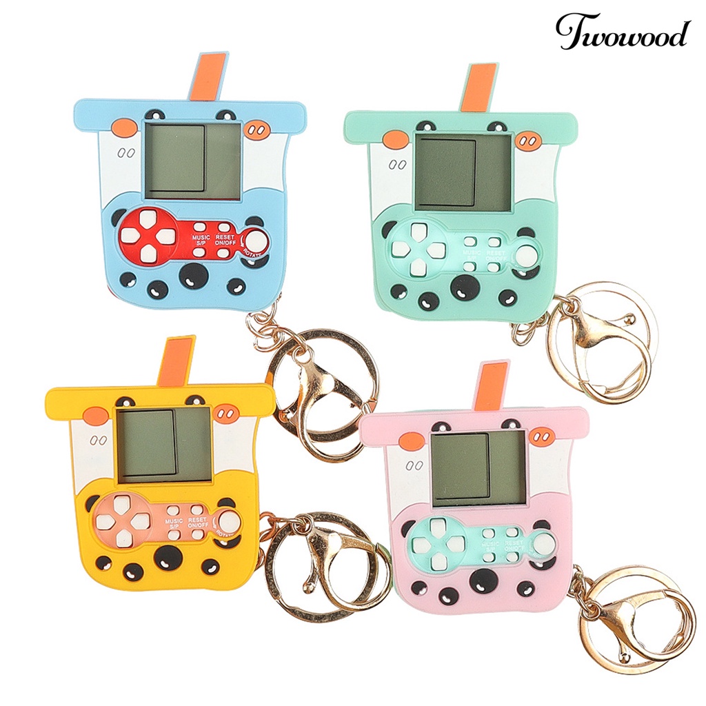 Twowood Konsol Game Mini Kartun Vintage Layar LCD Respon Cepat Menarik Video Game Portable Handheld Game Player Dengan Gantungan Kunci Mainan Anak