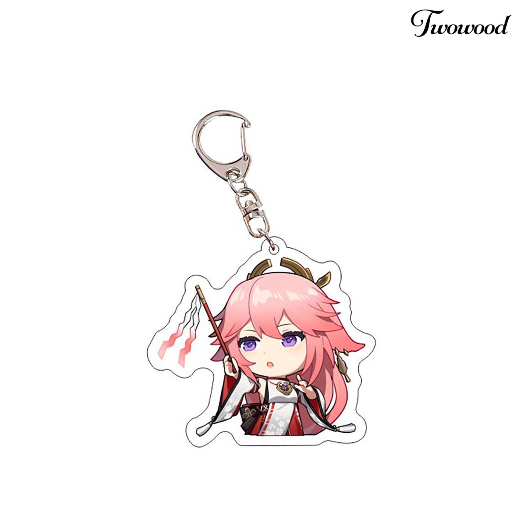 Twowood Gantungan Kunci Permainan Peripheral Colorful Kartun Print Dua Sisi Mezzanine Portable Menghias Indah Gambar Anime Key Ring Untuk Penggunaan Sehari-Hari
