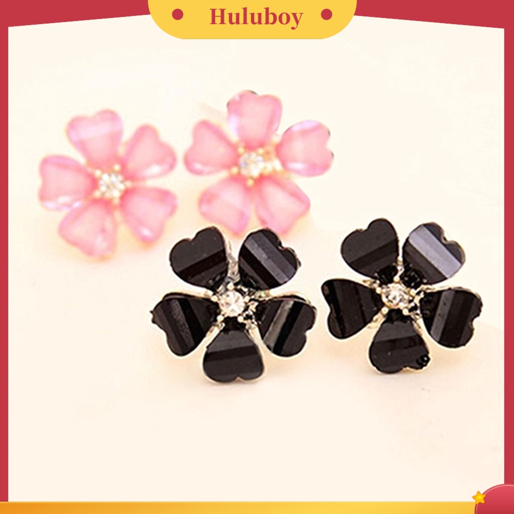 {Ready Stock} Ear Stud Kelopak Berlian Imitasi Motif Bunga Bahan Alloy Indah Berkilau Anting Untuk Wanita