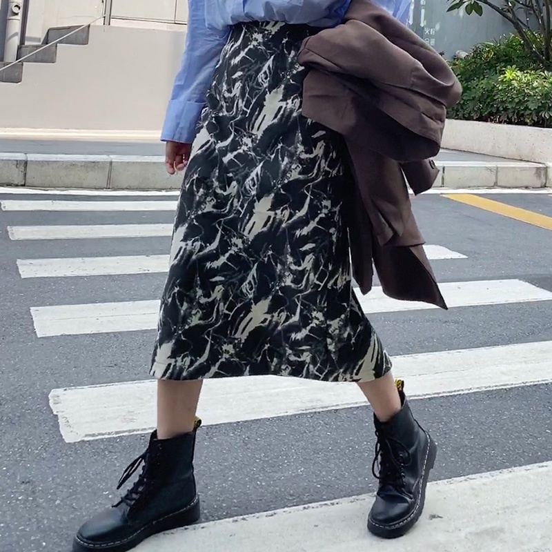 Newlan QZ026 Rok Kotak Kotak Panjang Korean Style - Rok Tartan /Rok Span Motif/ Rok Kotak Flanel