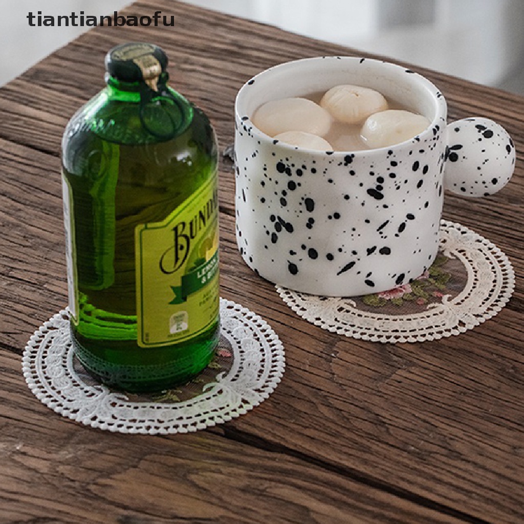 [tiantianbaofu] 11.8cm Vintage Lace Coaster Tatakan Bordir Craft Mangkok Cangkir Kopi Coaster Butik