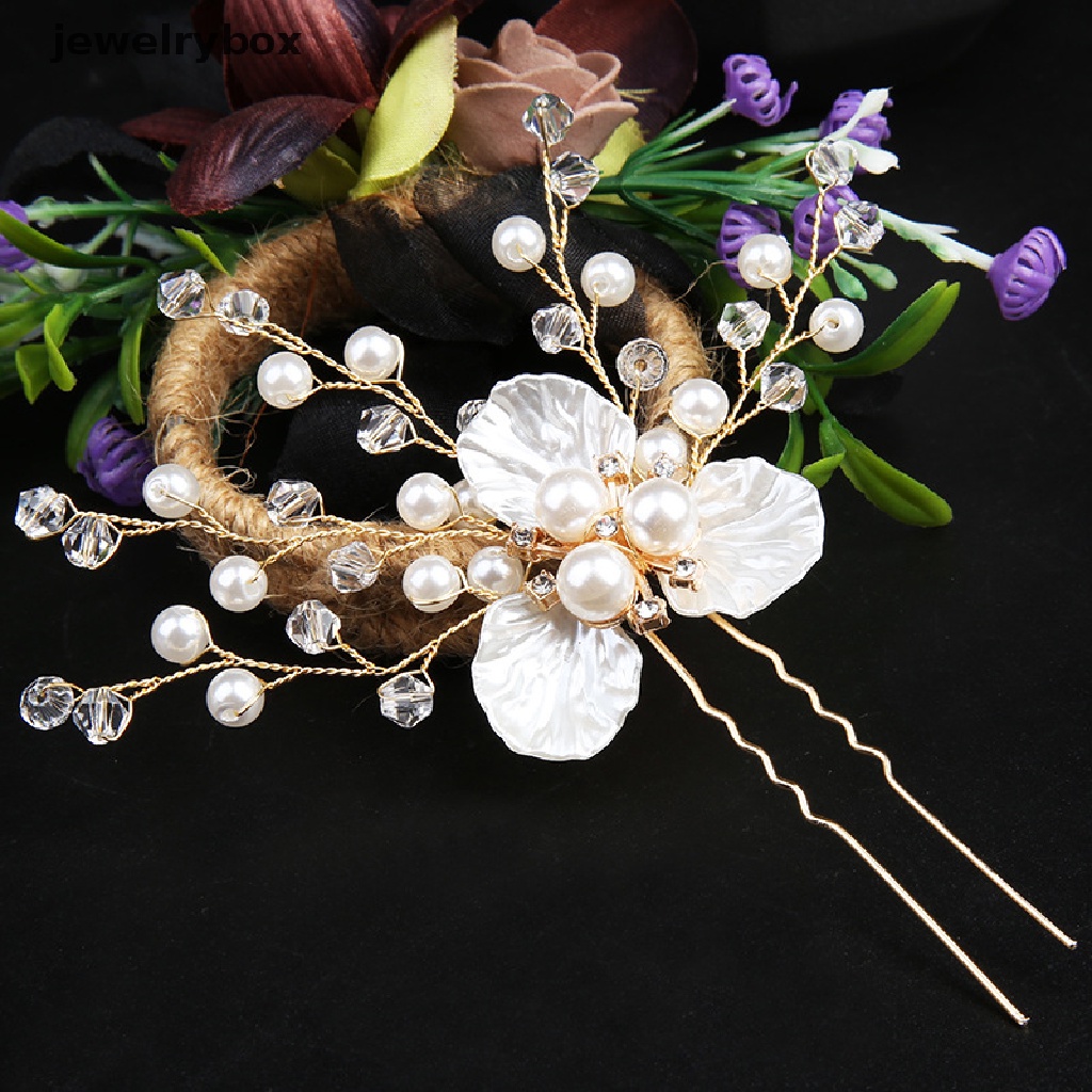 [jewelrybox] Vintage Handmade Emas Pernikahan Aksesoris Rambut Mutiara Kristal Jepit Rambut Klip Tongkat Headpiece Dekorasi Pesta Untuk Hiasan Rambut Butik