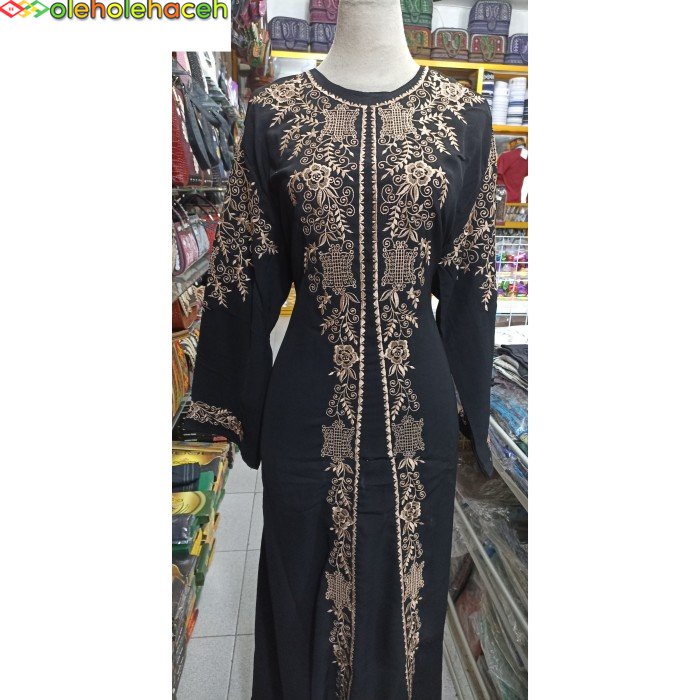 Gamis wanita bordiran khas Aceh / Dress muslimah khas Aceh Bahan sifon - M