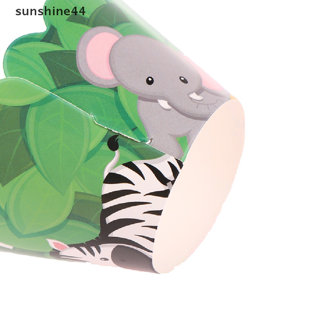 Sunshine 12Pcs Jungle Safari Animal Cupcake Wrapper Hewan Liar Pesta Cupcake Topper ID