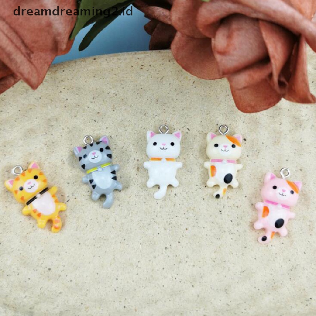 (hot) 10pcs Resin Kucing Hewan Lucu Ch Liontin DIY Membuat Perhiasan Anting Craft//