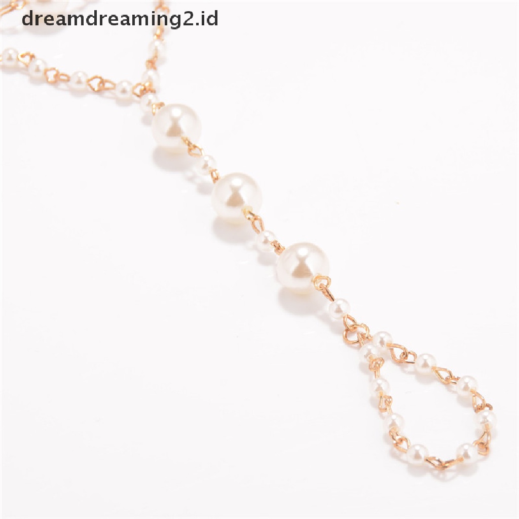 (hot) Mutiara Barefoot Sandal Anklet Kaki Rantai Toe Ring Pantai Anklet Gelang Wanita//