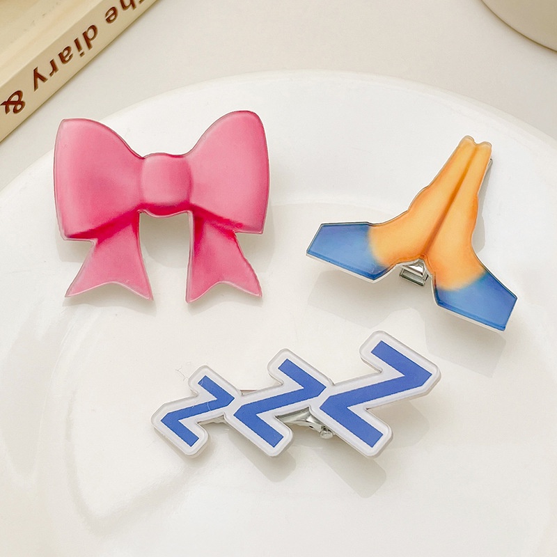 Jepit Rambut emoji emoji Lucu Cute Fashion Pink Bow Metal Hair Clip Wanita Korea emoji Hair Clip