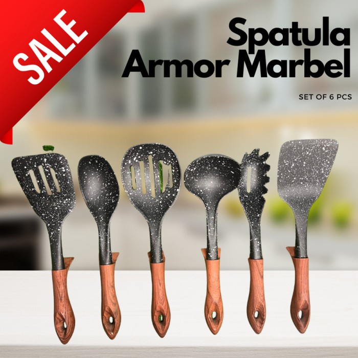 Spatula Sutil Marble Anti Lengket Set 6 Pcs Perlengkapan Masak Armor