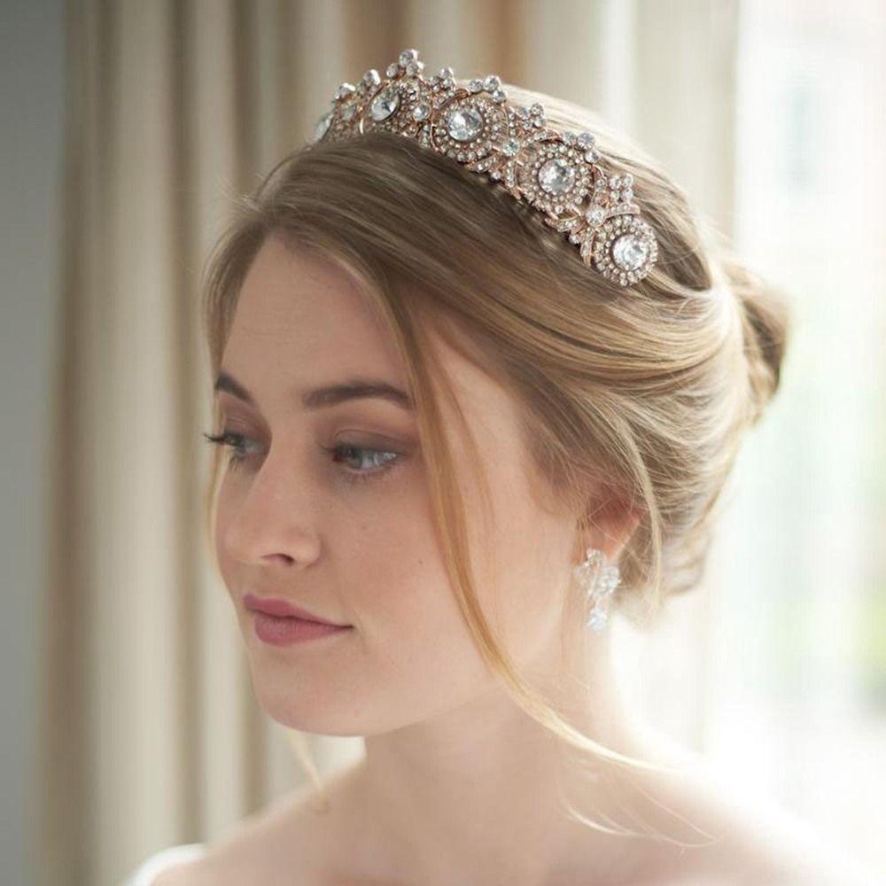 Needway Tiara Berlian Aksesoris Rambut Pernikahan Elegan Untuk Gadis Untuk Pengantin Kepala Untuk Putri Baroque Untuk Wanita Korea Style Tiara