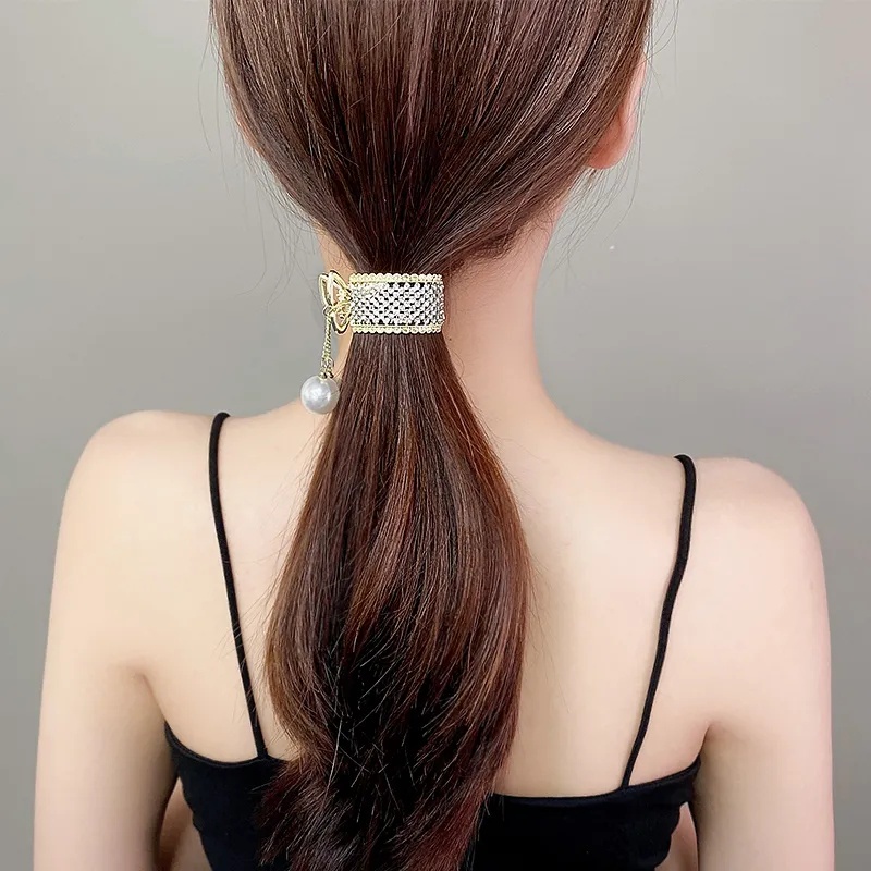 Fashion Indah Rambut Cakar/Tinggi Ponytail Artefak Rumbai Bertabur Berlian Mutiara Rambut Pin/Temperamen Aksesoris Rambut