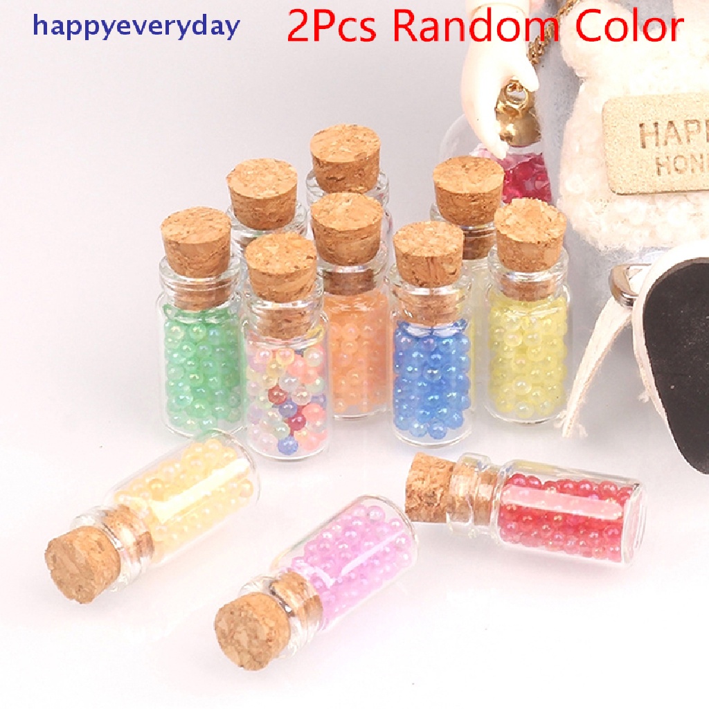 [happy] 2pcs Mini Luminous Bead Wishing Bottle Dekorasi Rumah Rumah Boneka Miniatur Ornamen DIY Aksesoris [ID]