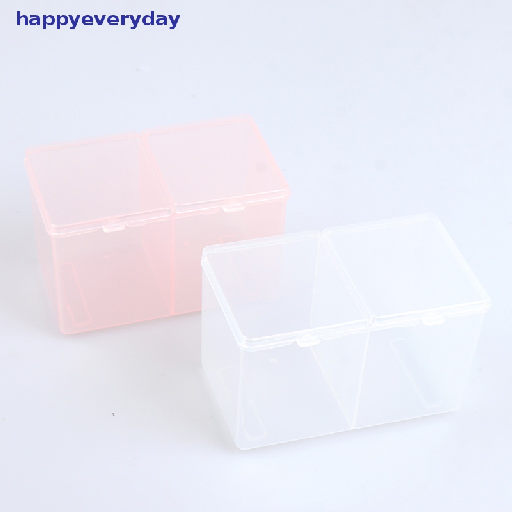 [happy] Twin Well Empty Grids Portable Tempat Penyimpanan Lap Bantalan Wadah Kapas Swab [ID]