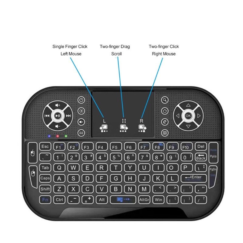 Zzz 24ghz RGB Wireless Mini Keyboard Remote Control Touchpad Mouse Combo Controller