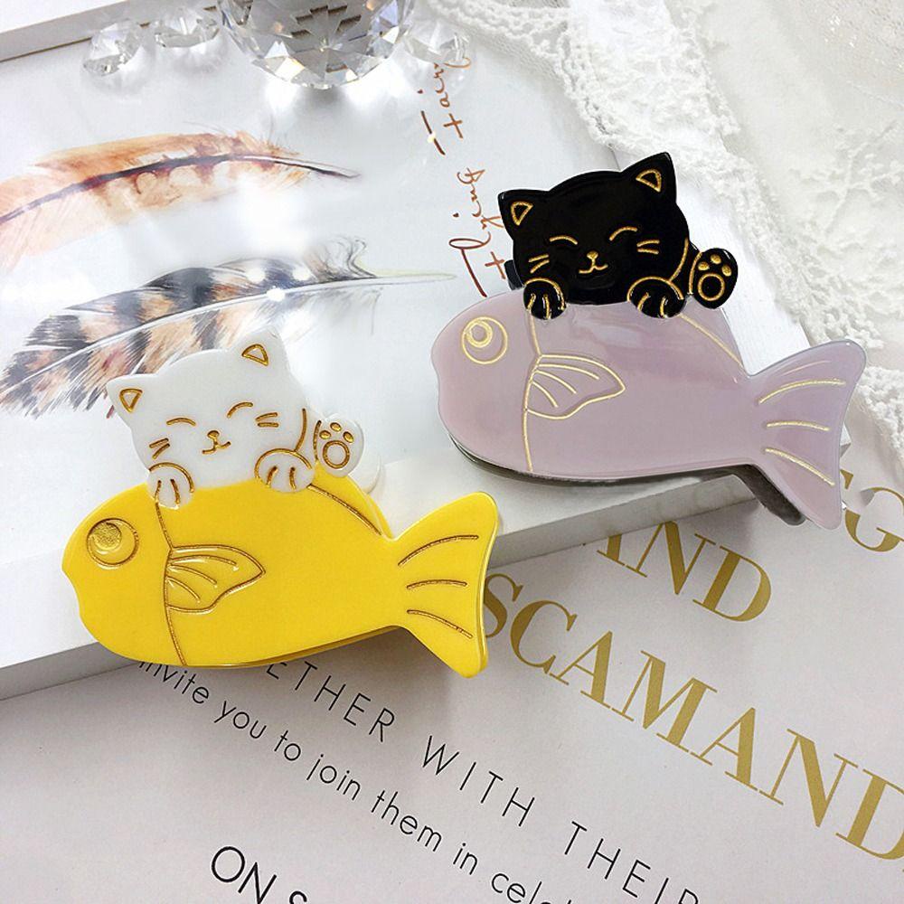 Needway Asetat Rambut Cakar Lucu Pesta Hiasan Kepala Vintage Hewan Gaya Jepang Hairgrips Hadiah Untuk Gadis Jepit Rambut Besar Ikan Korea Hiu Klip
