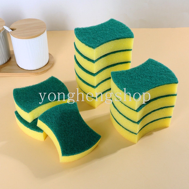 1/5pcs Spons Pembersih Dua Sisi Spons Cuci Piring Lap Panci Wajan Sikat Cuci Piring Pembersih Mangkok Scouring Pads Kitchen Cleaning Cloth Scrub Brushes