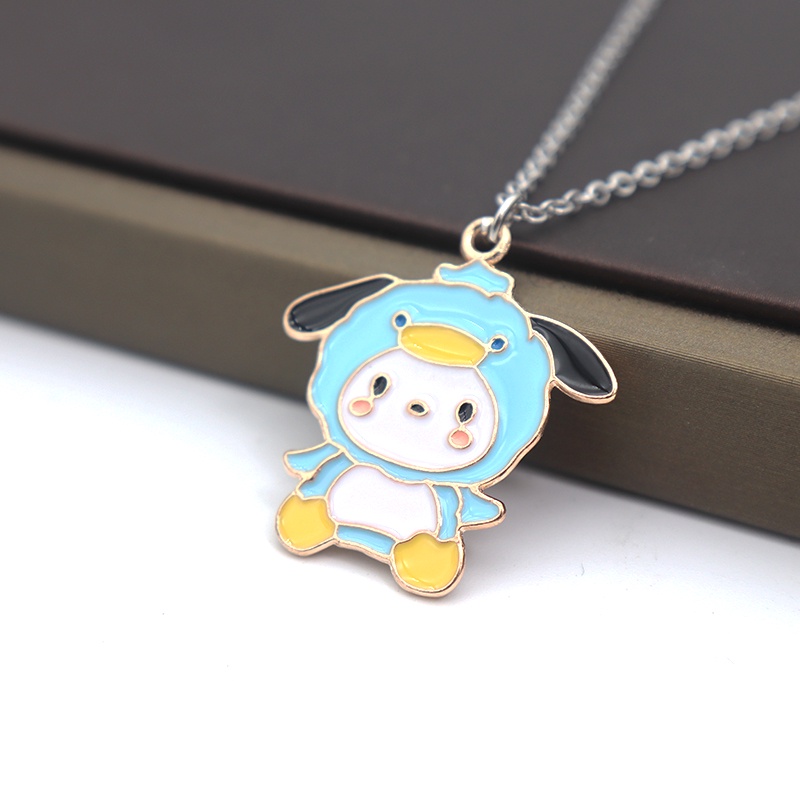 Kartun Anjing Anak Kucing Anak Liontin Stainless Steel Kalung Perlengkapan Siswa Hadiah Ulang Tahun Logam Aksesoris Fashion