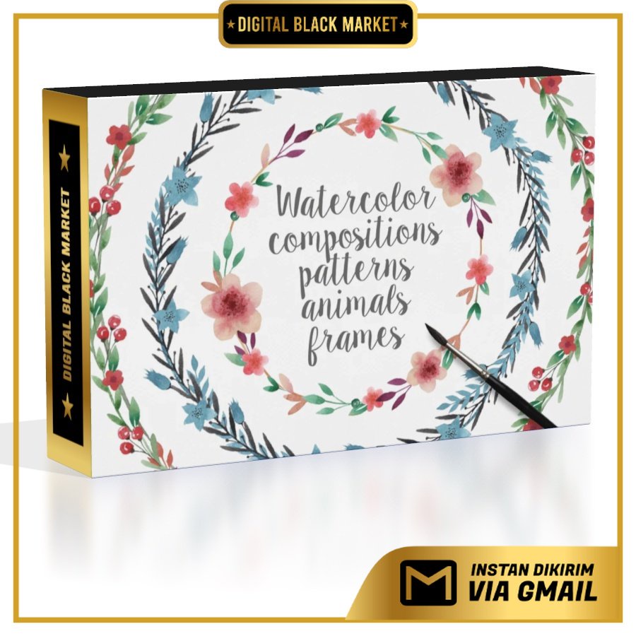 Watercolor frames, patterns, animals