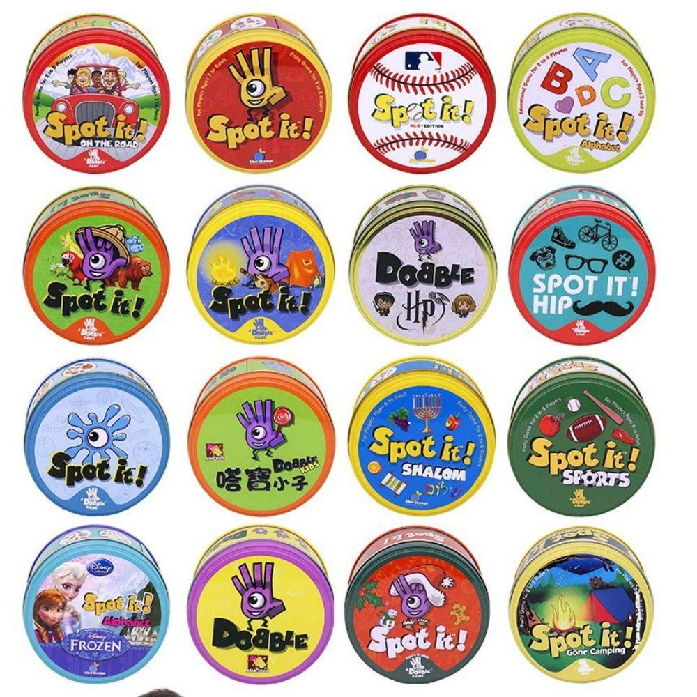 Mxbeauty Spot It Game 30 Pcs/55 Pcs Kartu Berwarna Natal Gone Round Card Metal Box Patrol Marvel Pikachu Kartu Mainan
