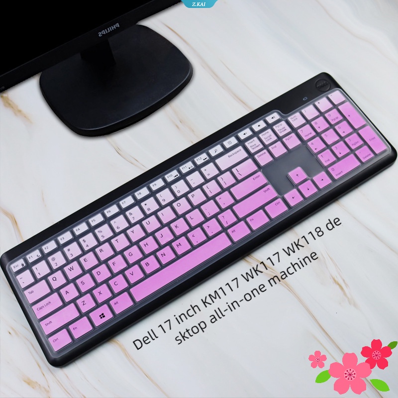 Komputer Desktop Model Dell 17inch KM117 WK117 WK118 Desktop Serba Mesin Keyboard Cover Tahan Air Bisa Dicuci Silikon High Quality Cover Pelindung [ZK]