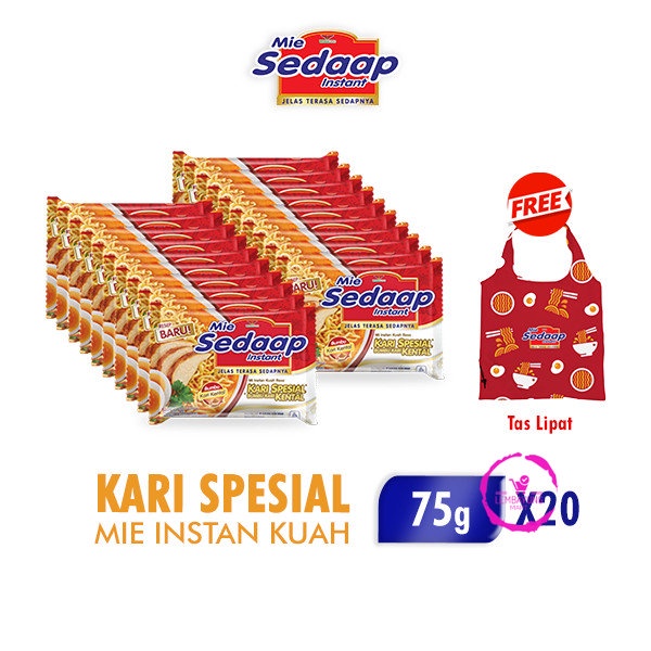 

Sedaap Mie Instan Kari Kental Spesial 75 gr x 20 pcs Free Tas Lipat