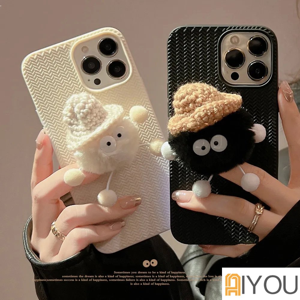 IPHONE Cute 3D Plush Briket Boneka Sweater Tekstur Casing Ponsel Untuk Iphone14 12 13 11 Pro ProMax Plus X XR Xsmax Shockproof Soft Cover