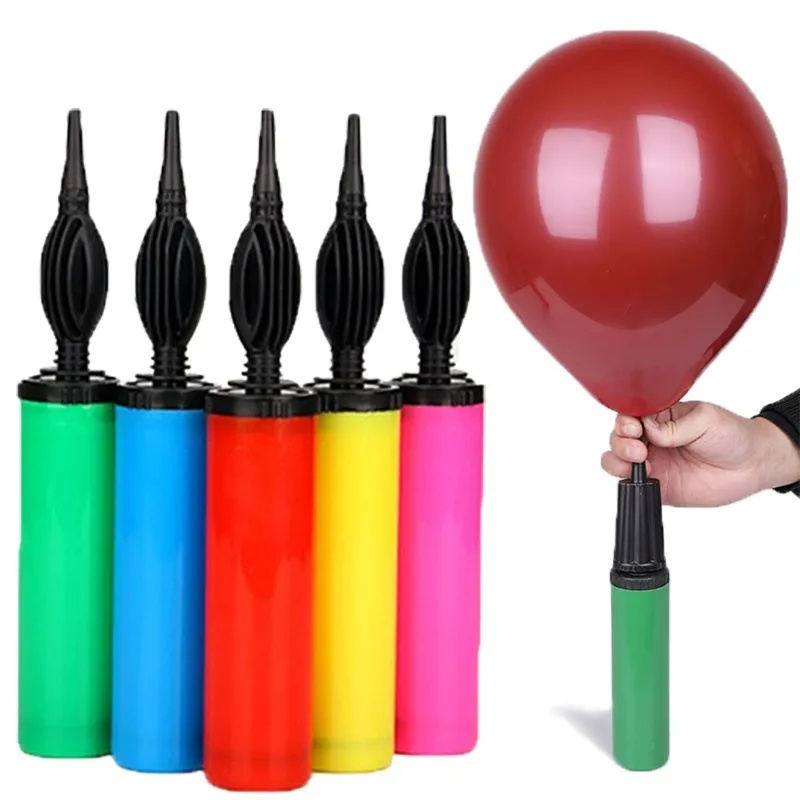 Inflator Dorong Tangan Plastik Warna Random/Pompa Angin Balon Mini Portable/Aksesoris Dekorasi Pesta Ulang Tahun Anak