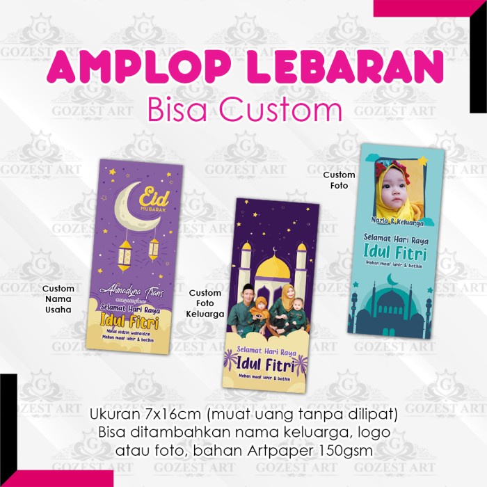 

Amplop Lebaran Custom Angpao Idul Fitri Foto Karakter Unik Uk Panjang