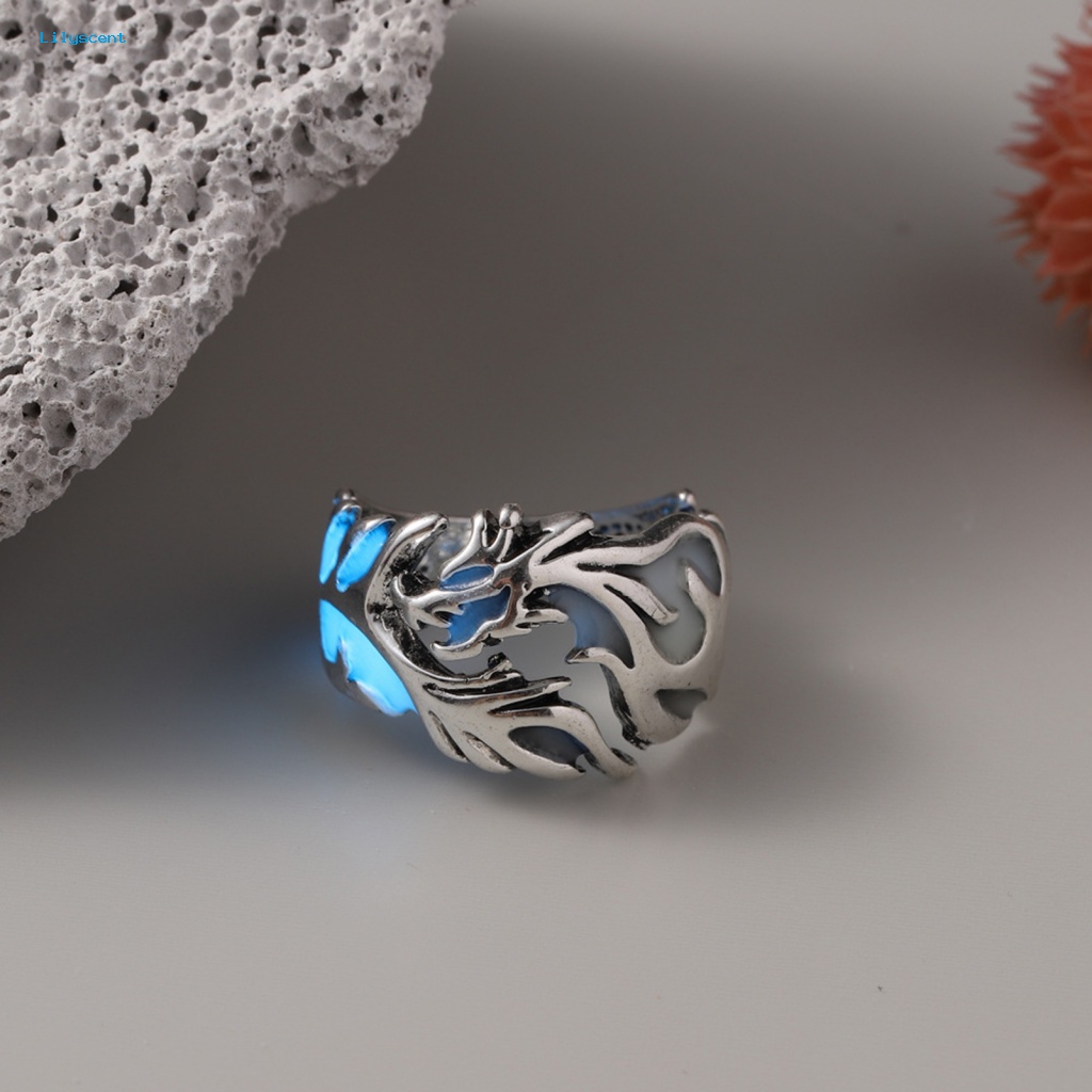 Lilyscent Alloy Finger Ring Aksesori Pakaian Gothic Adjustable Alloy Ring Ukir