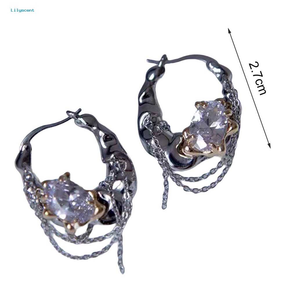 Lilyscent 1pasang Paduan Fashion Anting Gadis Hadiah Wanita Fashion Hoop Earrings Perhiasan Temperamen