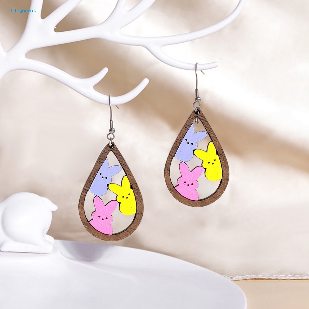 Lilyscent 1pasang Anting Wanita Anti Luntur Untuk Paskah Likeable Bunny Rabbit Hook Earrings Nyaman Dipakai