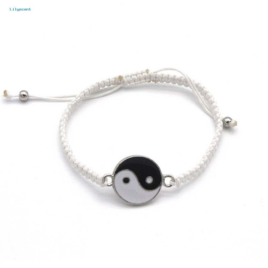 Lilyscent Unisex Pasangan Gelang Fashion Perhiasan Tai Chi Yin Yang Dekorasi Pasangan Tali String Adjustable