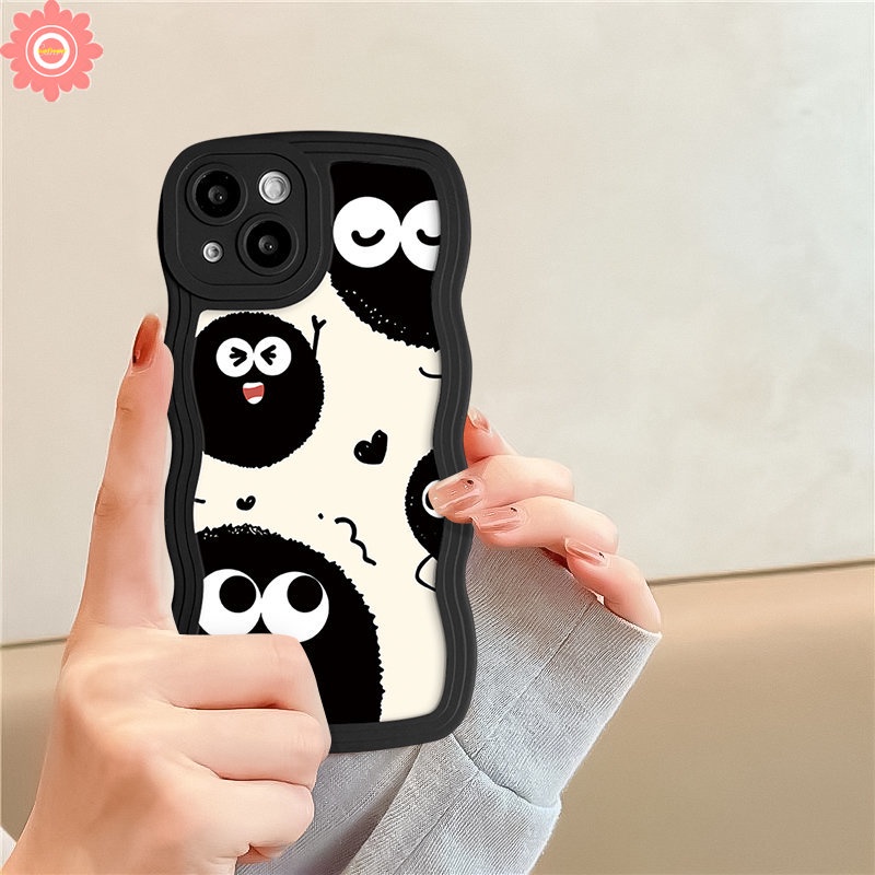 Soft Casing Realme C53 C55 C35 C25Y C25 C25s C15 C33 10 8Pro C21Y C12 5 6i 9i 9 C11 C3 7i 8 8i 5i 7 5s C30 C20 9Pro+ C17 Kartun Bola Bara Keberuntungan Lucu Dustbunny Wavy Edge Soft Sarung