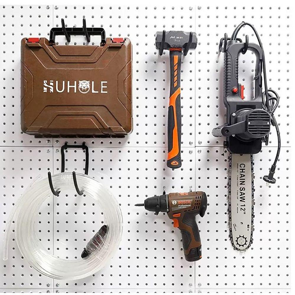 Chookyy Kait Penyimpanan Garasi Sepeda Baja Heavy Duty Hooks Pegboard Drill Holder Pegboard Power Tool Holder Lubang Rak Piring Rak Gantungan