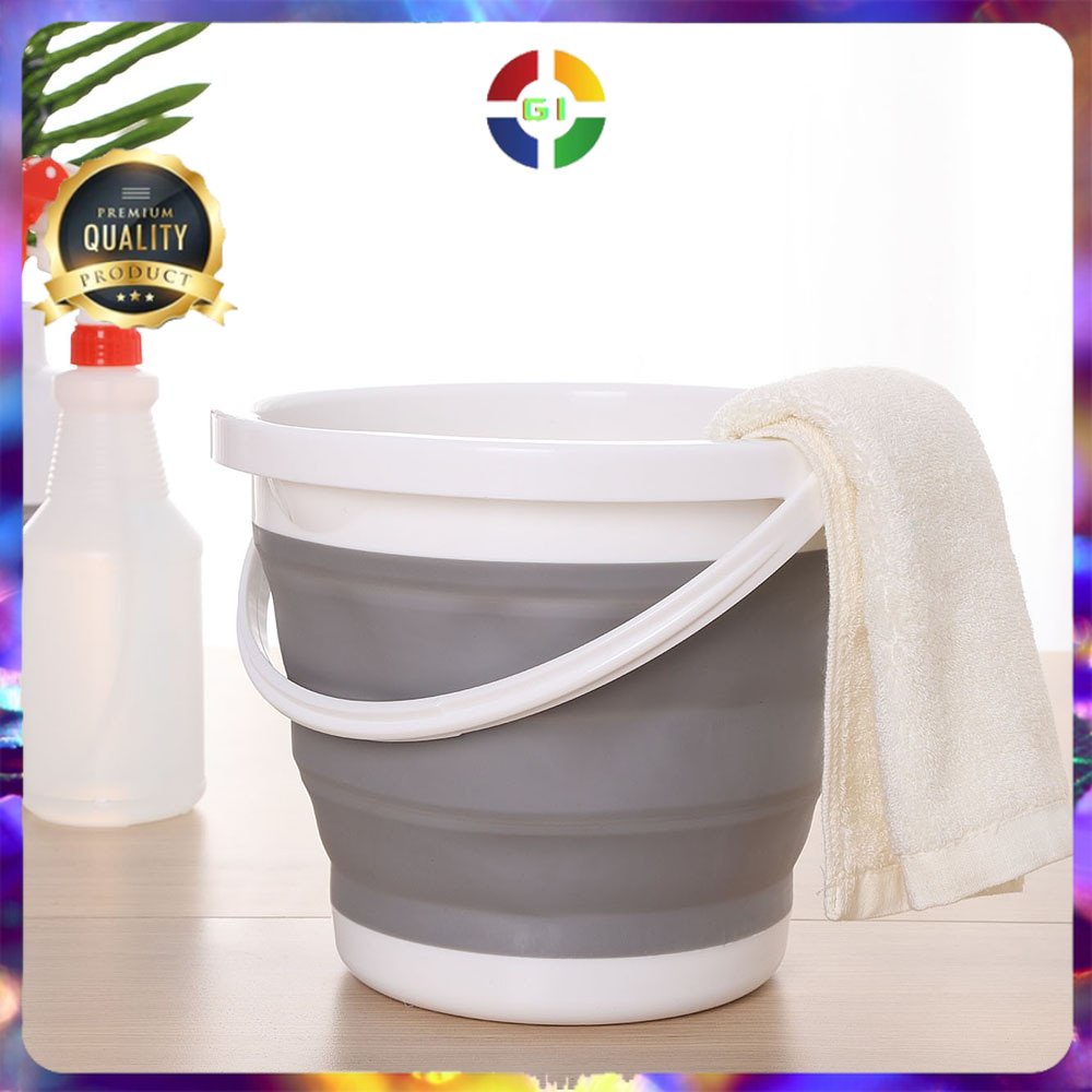 Baskom Ember Lipat Water Bucket Collapsible 5 Liter Gray