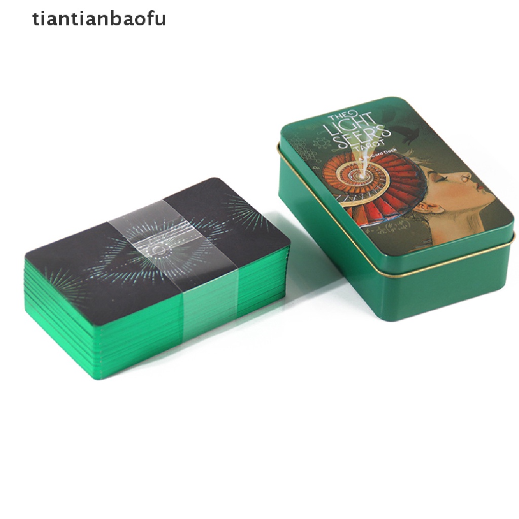 [tiantianbaofu] Tin Box Light Seers Tarot Card Kartu Ramalan Ramalan Deck Party Game Card w/Butik Manual