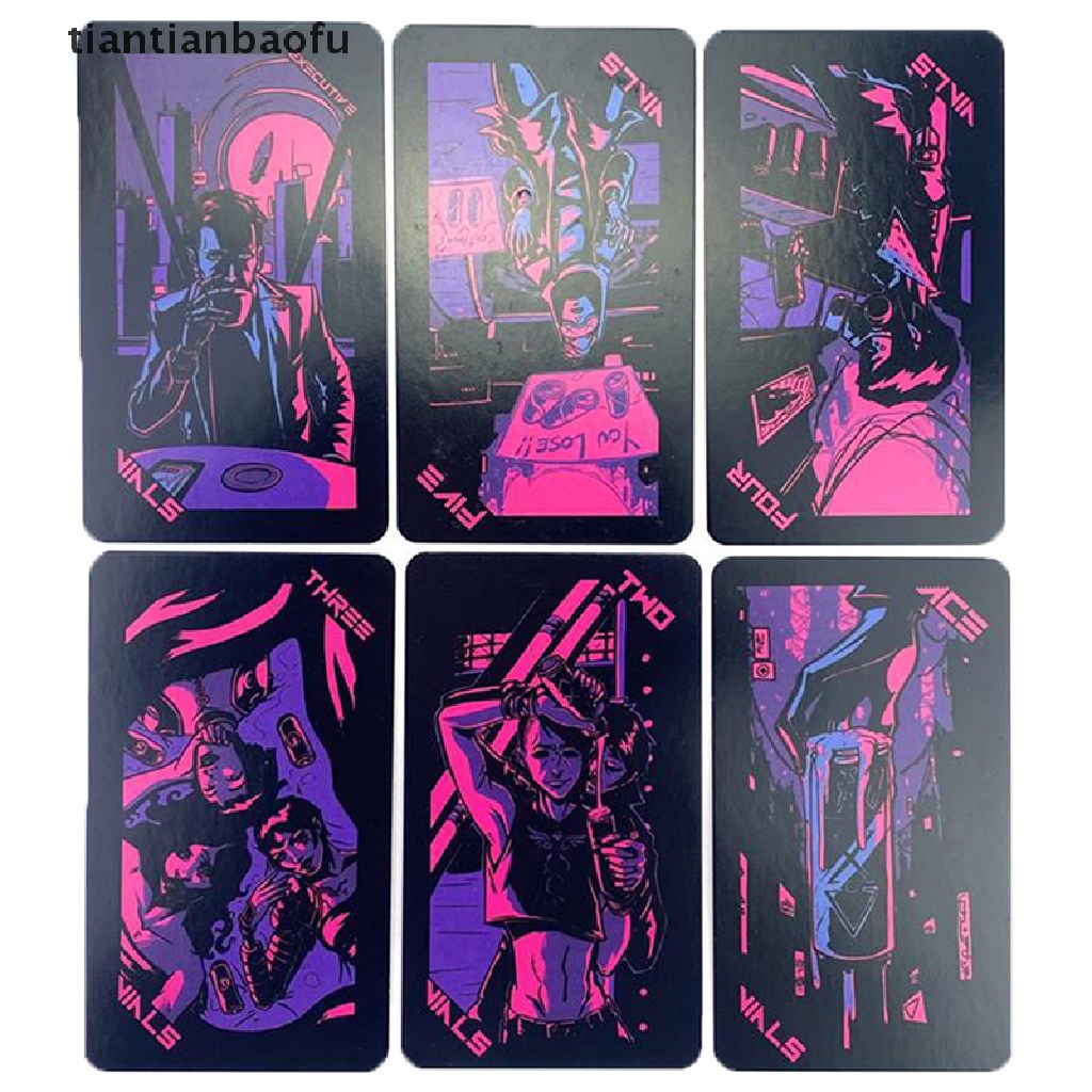 [tiantianbaofu] Kotak Besi Neon Bulan Tarot Kartu Ramalan Ramalan Deck Party Game Card w/Butik Manual