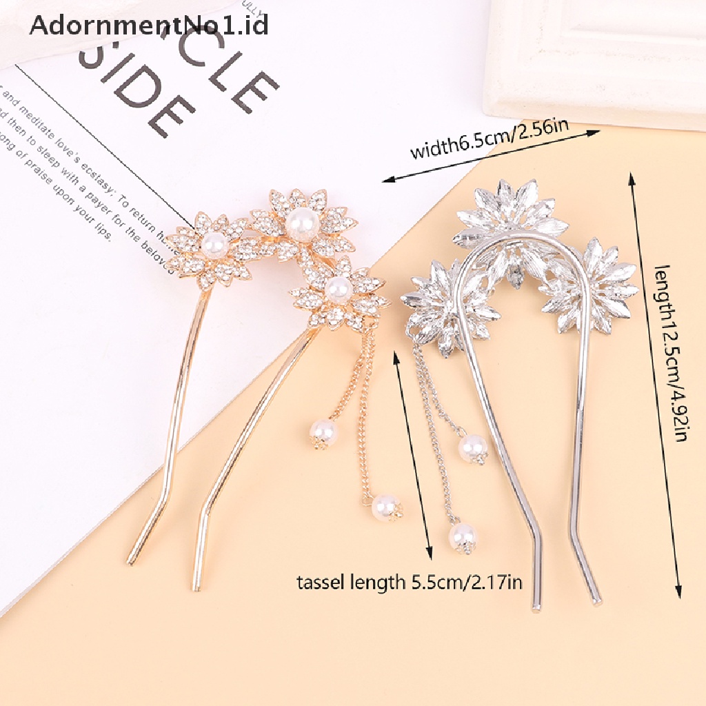 [AdornmentNo1] Stik Rambut Berlian Imitasi Halus Bunga CZ Berlian Garpu Rambut Untuk Wanita Hair Clip [ID]