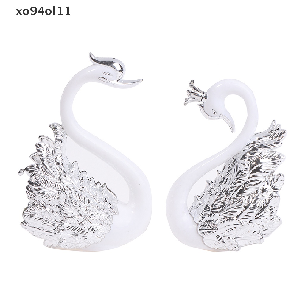 Xo 2 Pcs Romantis Mahkota Swan Cake Topper Kue Dessert Baking Decor Hiasan Perlengkapan OL