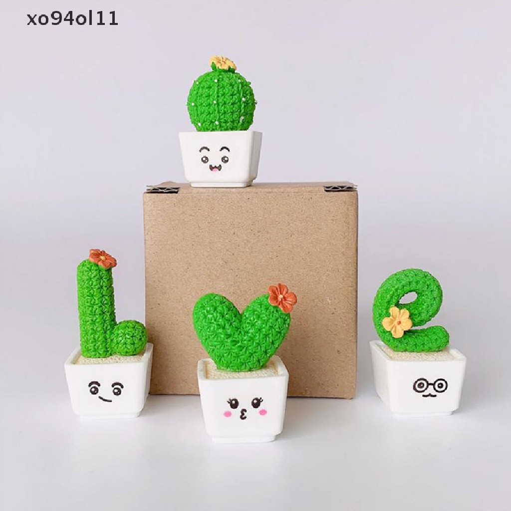 Xo 4Pcs Simulasi Kreatif Kaktus Berbentuk Hiasan Dekorasi Prop Cactus OL