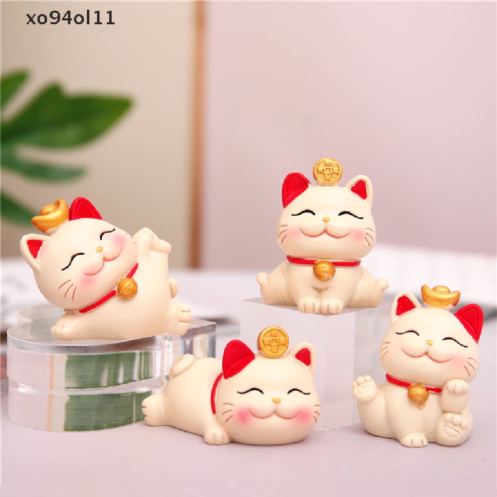 Xo Lucky Cute Kawaii Cat Figurine Kekayaan Fortune Patung Gaming Kantor Meja Desk Ornamen Mobil Hadiah Dekorasi Imlek OL