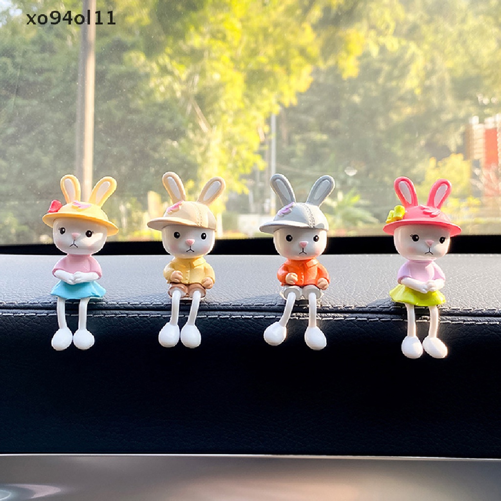 Xo 4Pcs/Set Kaki Gantung Kecil Kelinci Dekorasi Interior Mobil Tabletop Ornament OL