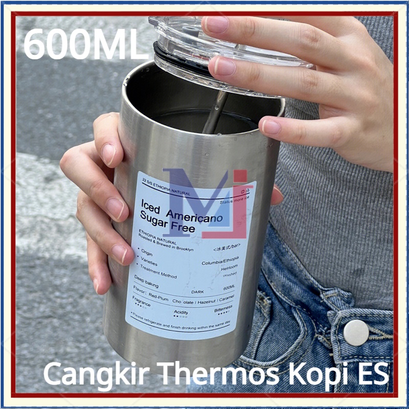 【COD】600ml Stainless Steel Botol/Botol Minum Stainless Steel/Stainless Steel Cangkir Tumbler Kopi/Botol Minum Tumbler Kopi 600ml