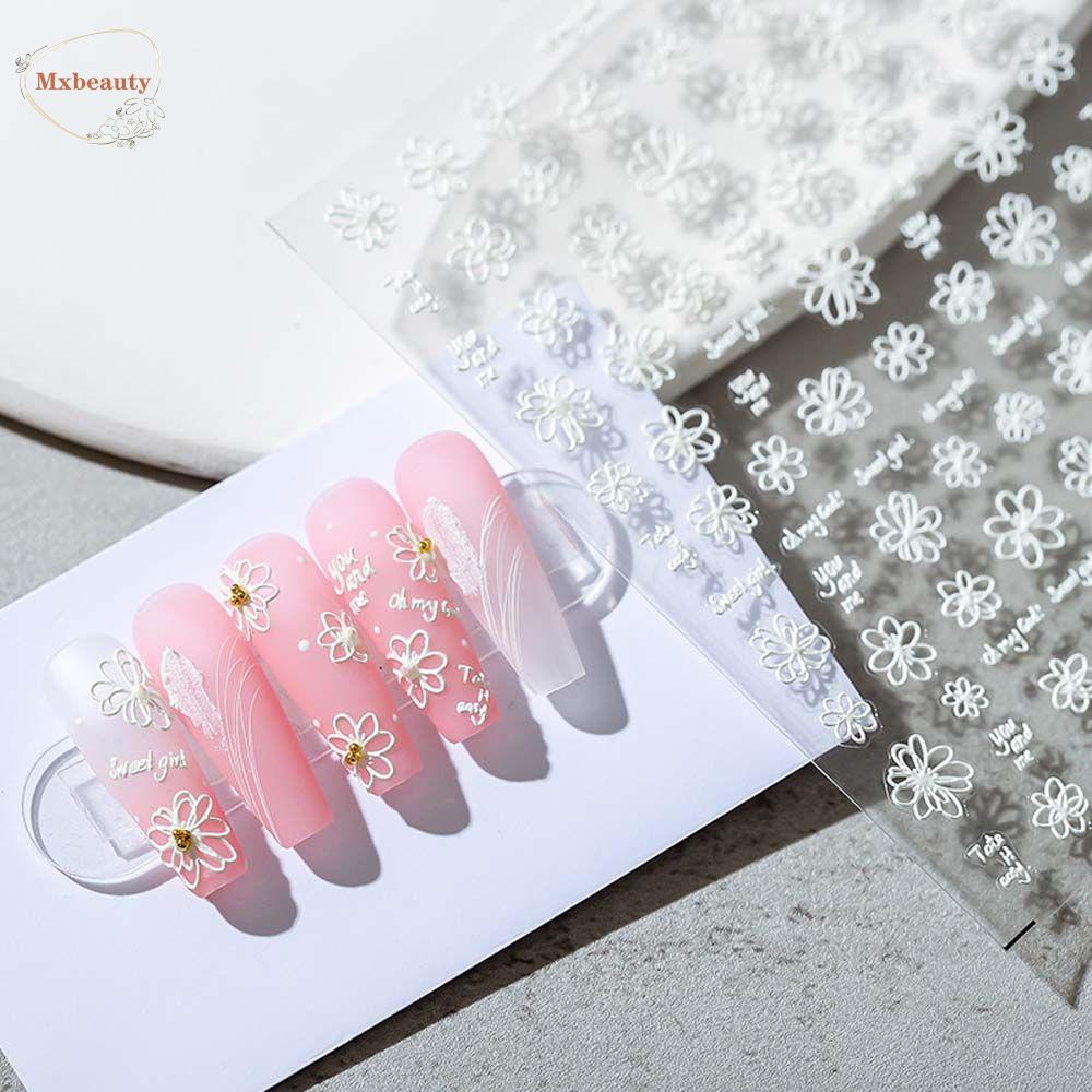 Mxbeauty Bunga Stiker Kuku Relief Cherry Semangka Rose Nail Art Dekorasi